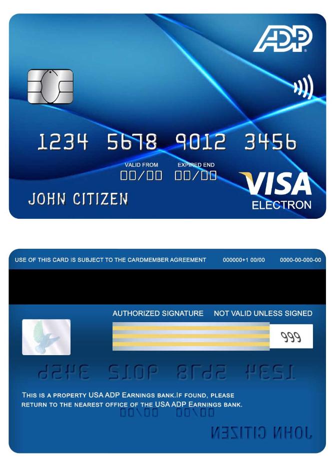 USA ADP Earnings bank visa electron card
